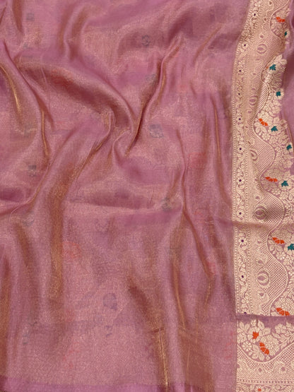 Banarasi Pure Tissue Silk Saree with Tilfi Meenakari Jaal Weaving work