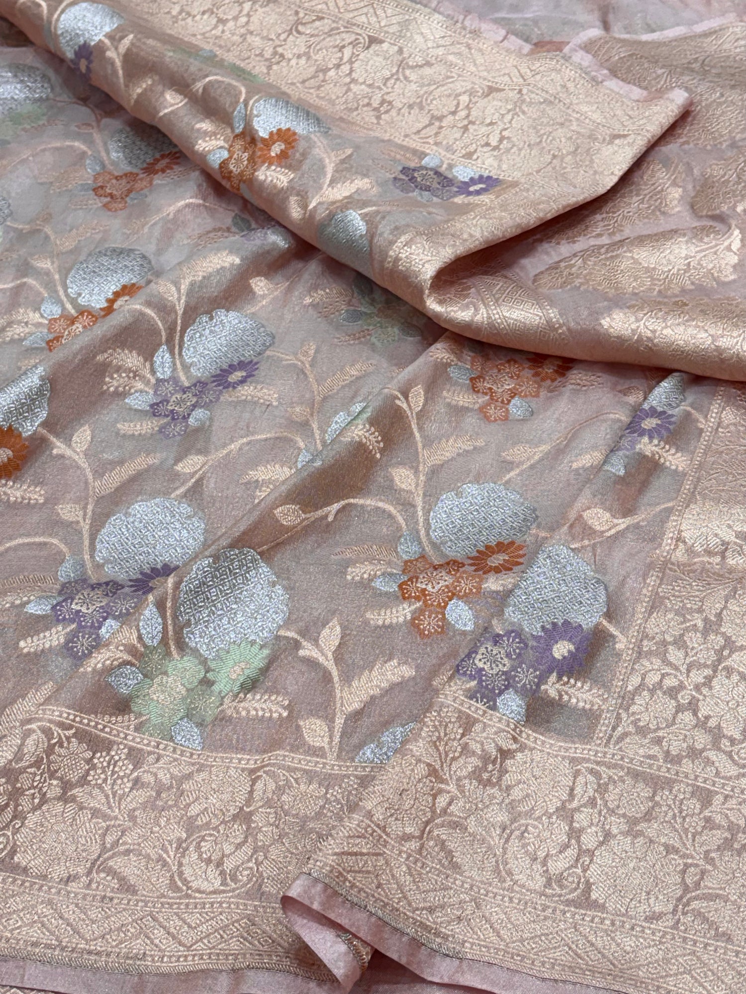 Brownish Gold Meenakari Pure Tissue Banarasi Saree