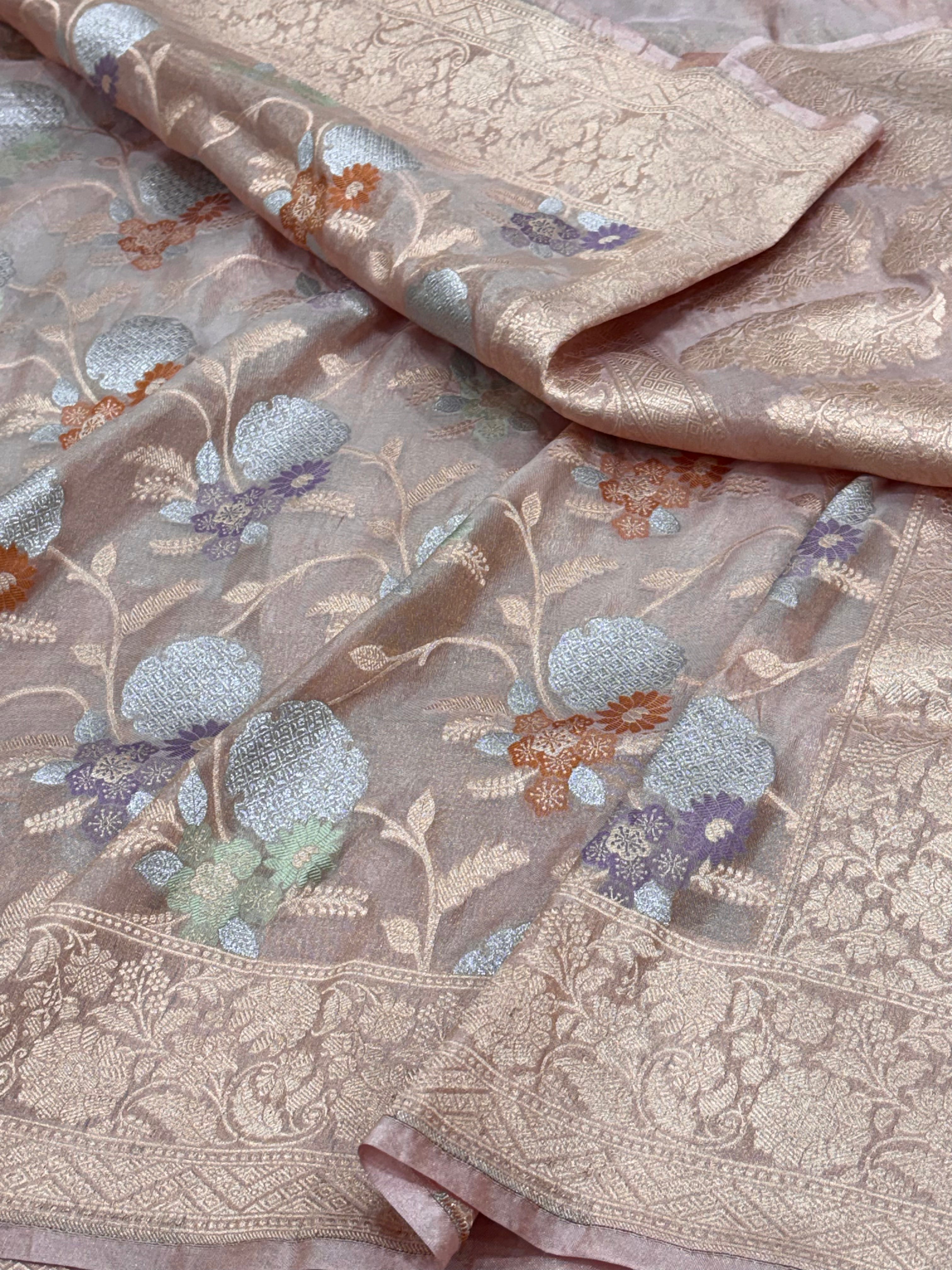 Brownish Gold Meenakari Pure Tissue Banarasi Saree