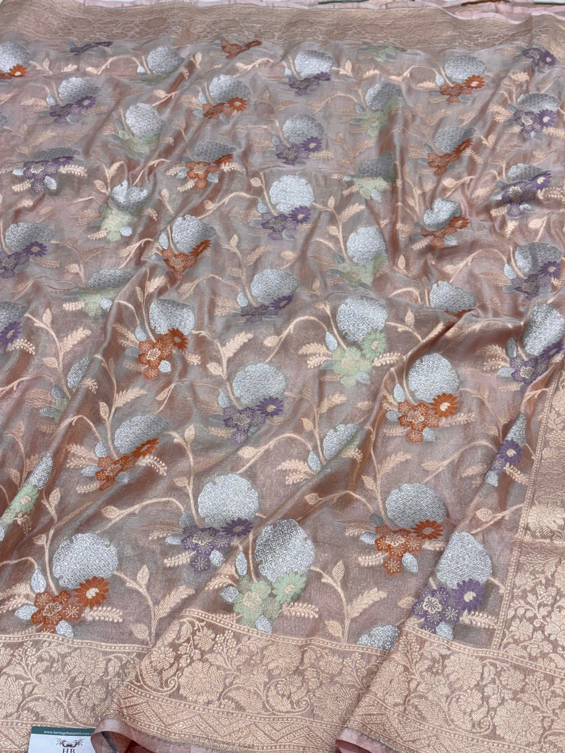 Brownish Gold Meenakari Pure Tissue Banarasi Saree