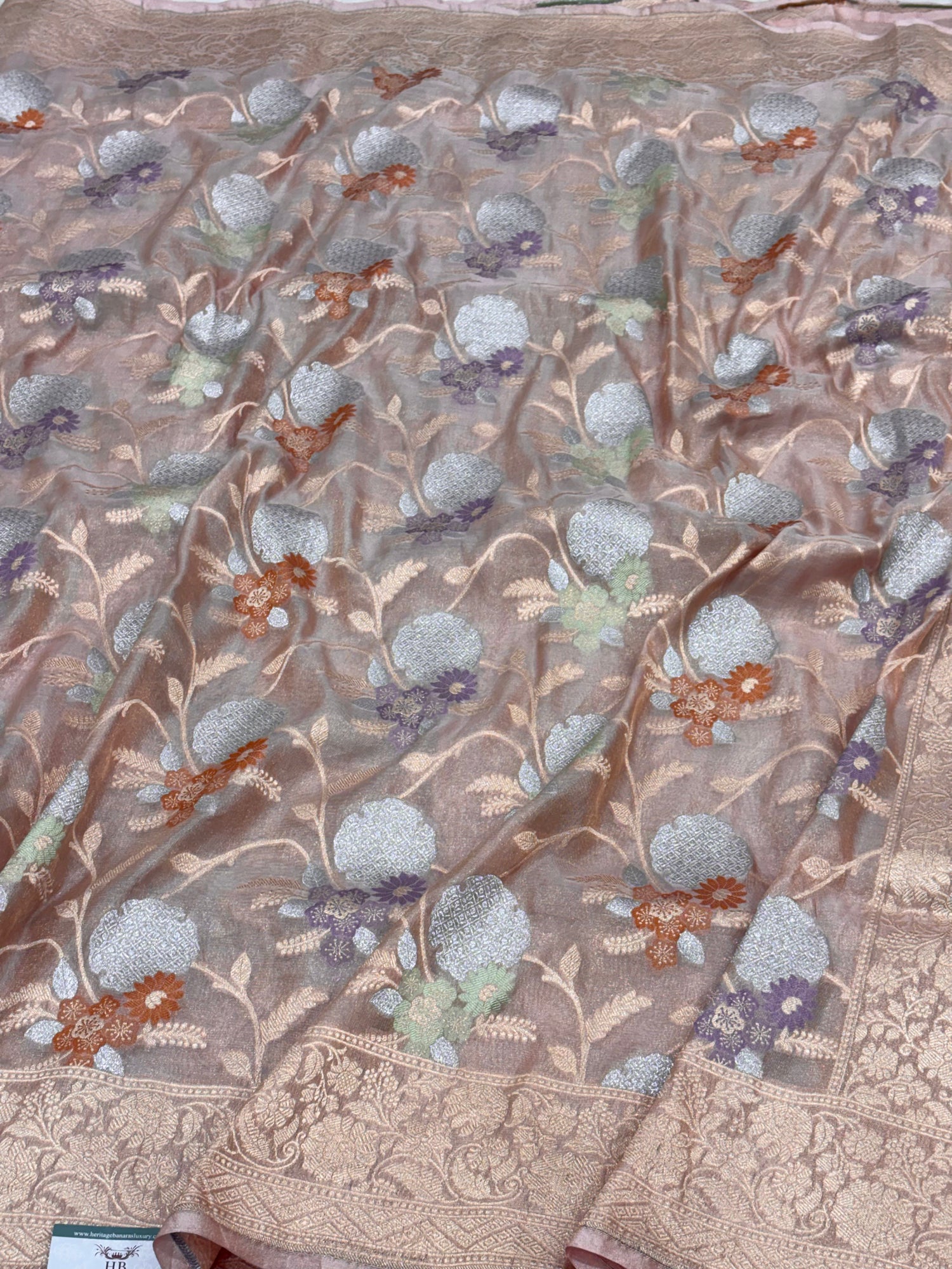 Brownish Gold Meenakari Pure Tissue Banarasi Saree