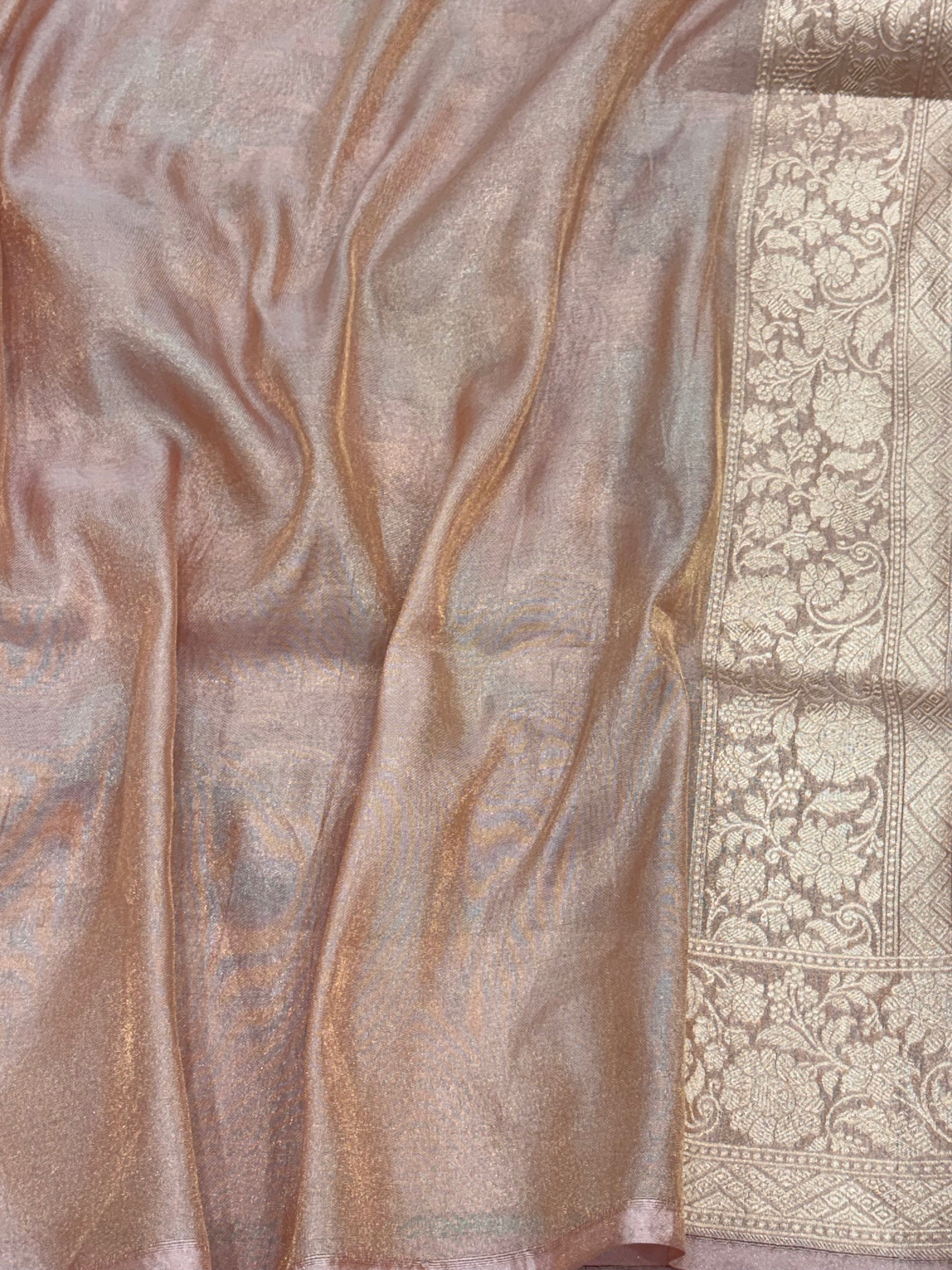 Brownish Gold Meenakari Pure Tissue Banarasi Saree