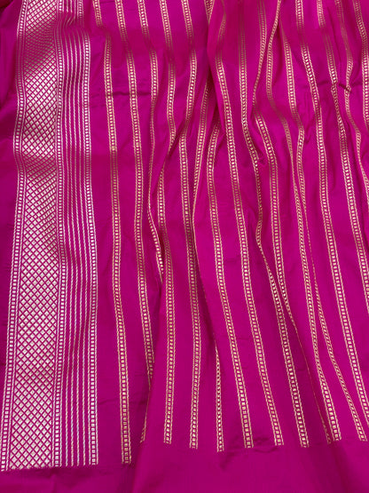 Handwoven Pure Katan Silk Banarasi Saree – Modern Designer Weave
