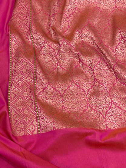 Baby Pink Handwoven Pure Katan Silk Iktara Banarasi Saree