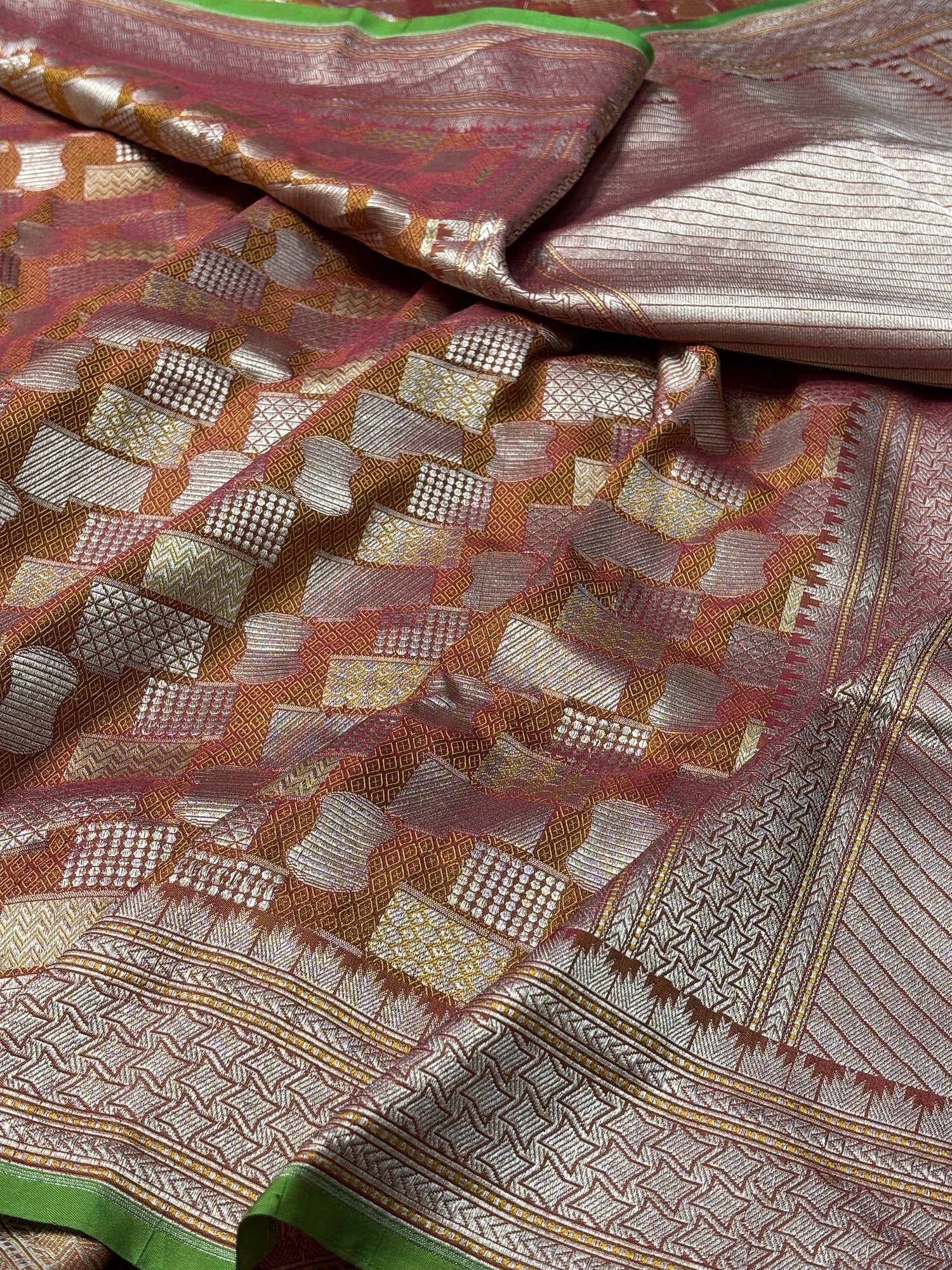 Brown Pure Banarasi Brocade Handwoven Saree