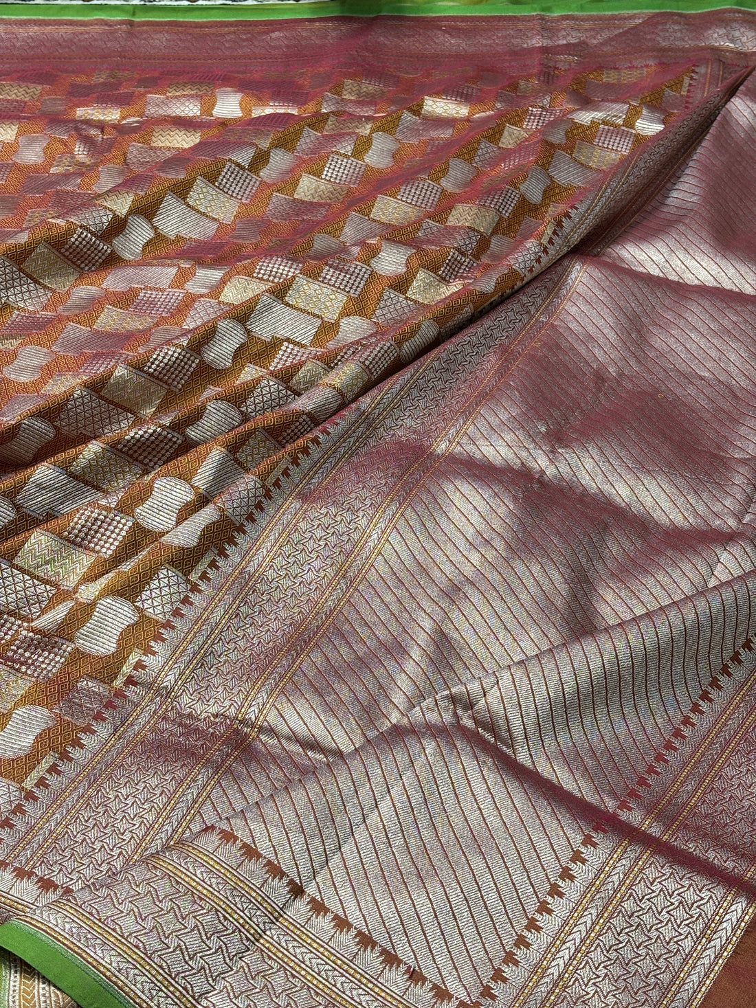 Brown Pure Banarasi Brocade Handwoven Saree
