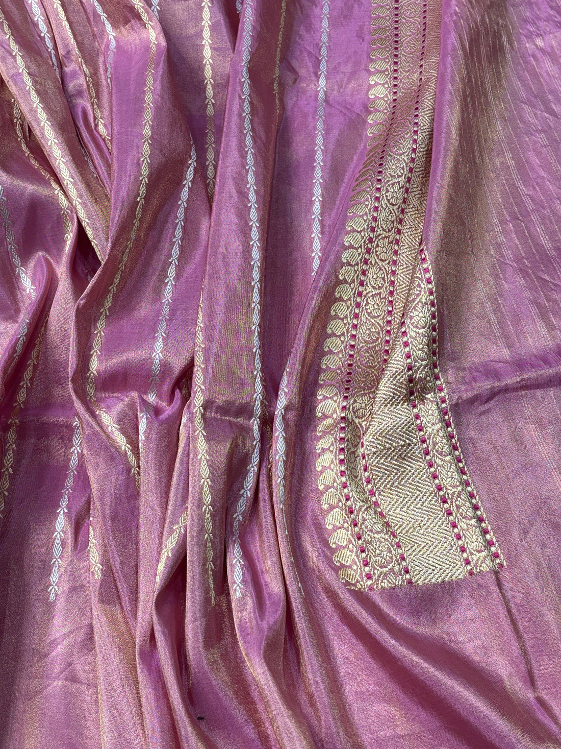 Gold Banarasi Kora Silk Handwoven Saree