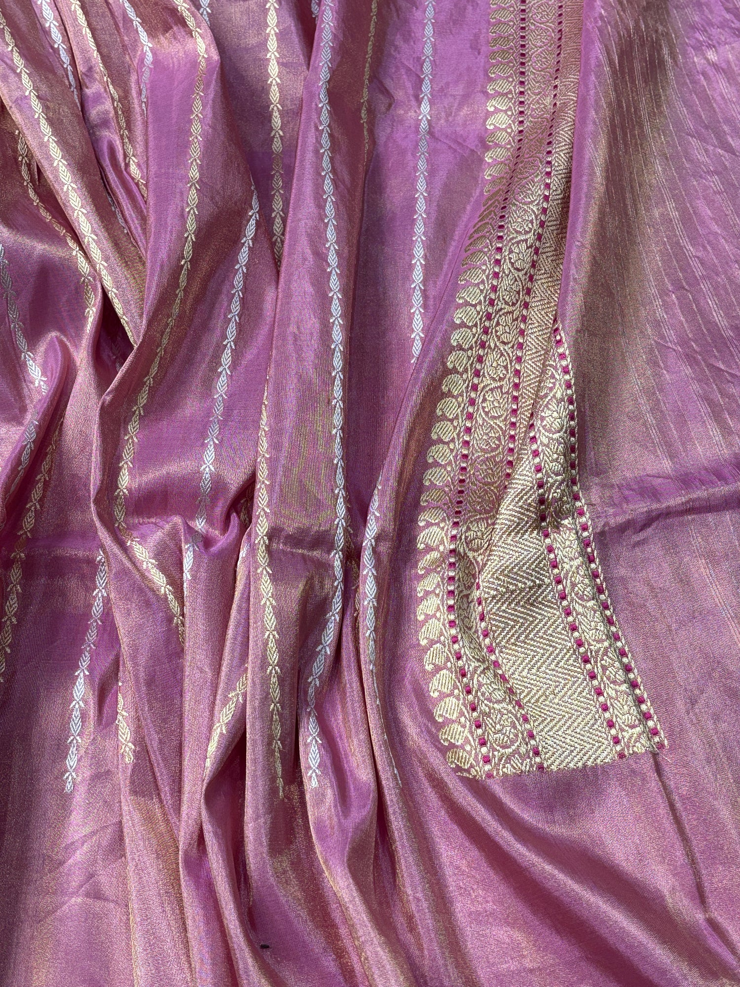 Gold Banarasi Kora Silk Handwoven Saree