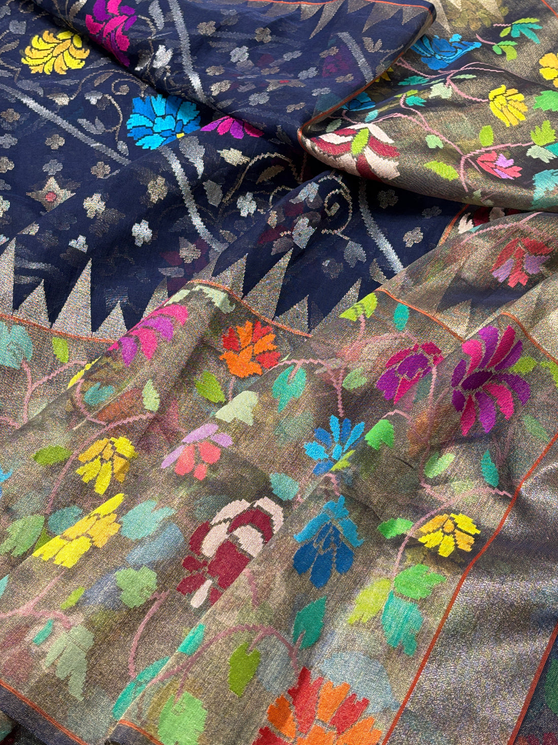 Purple Pure Banarasi Tissue Handwoven Saree with Real Zari