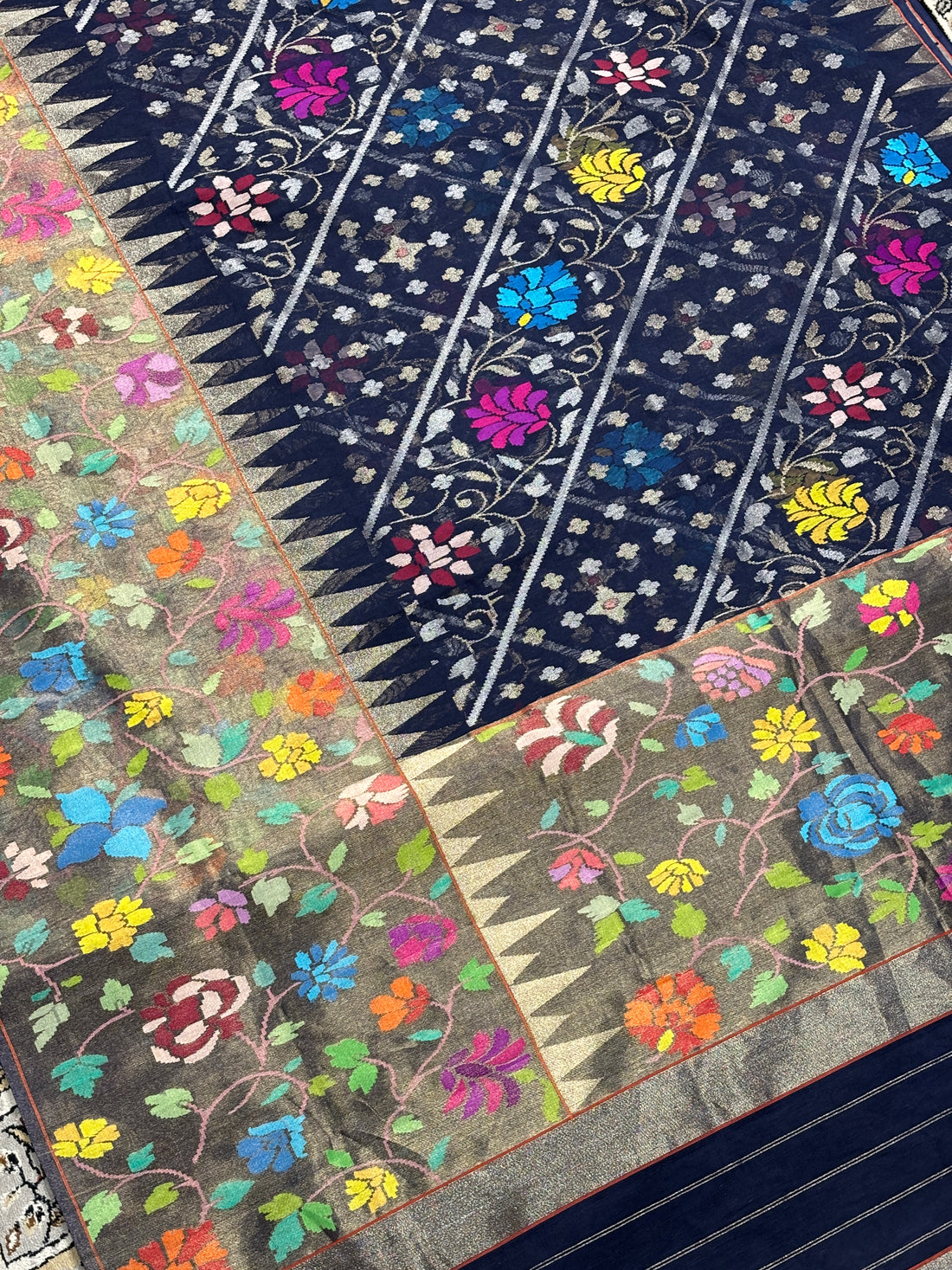 Purple Pure Banarasi Tissue Handwoven Saree with Real Zari