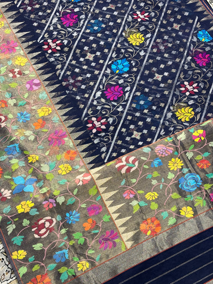 Purple Pure Banarasi Tissue Handwoven Saree with Real Zari