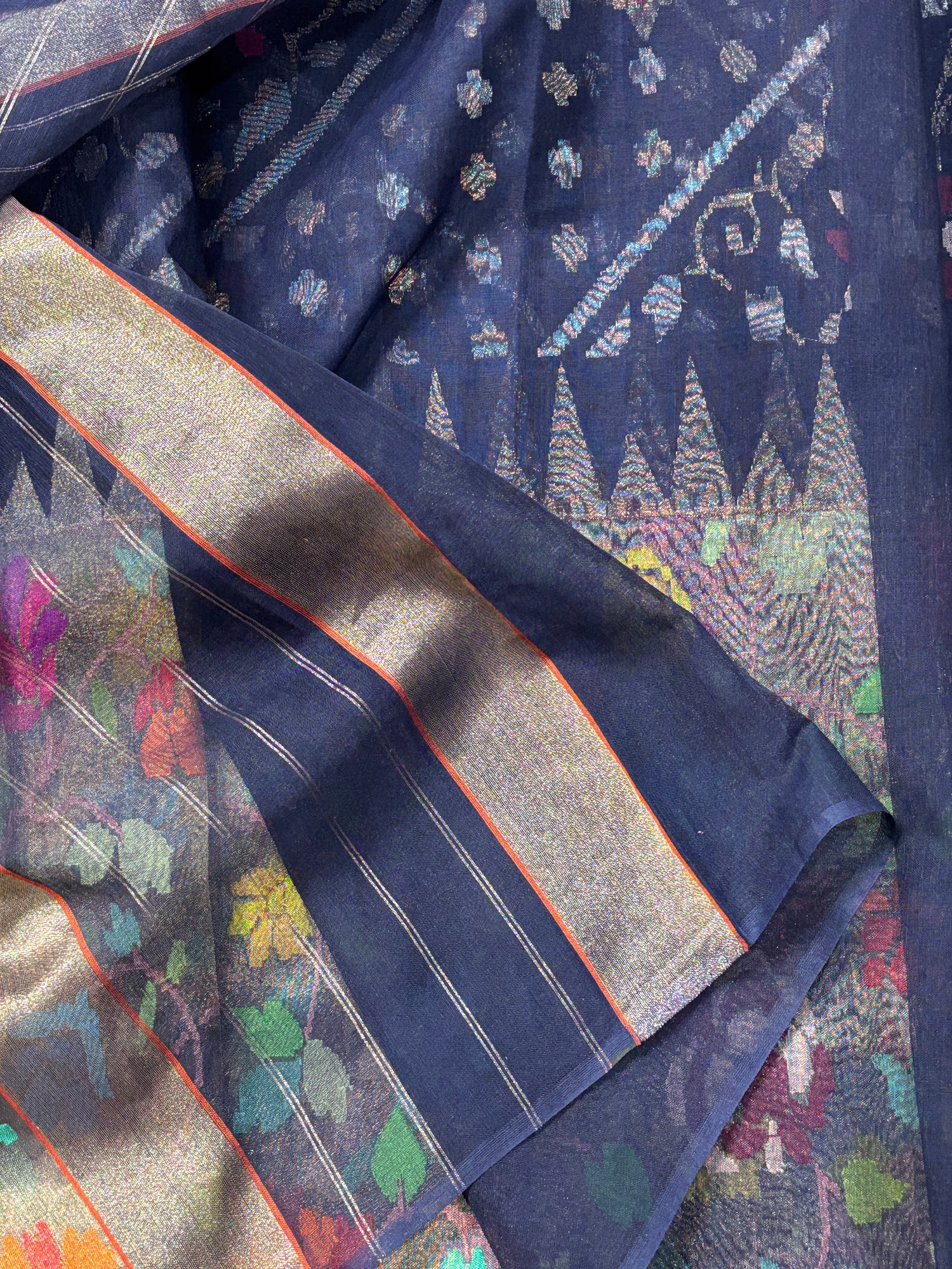 Purple Pure Banarasi Tissue Handwoven Saree with Real Zari