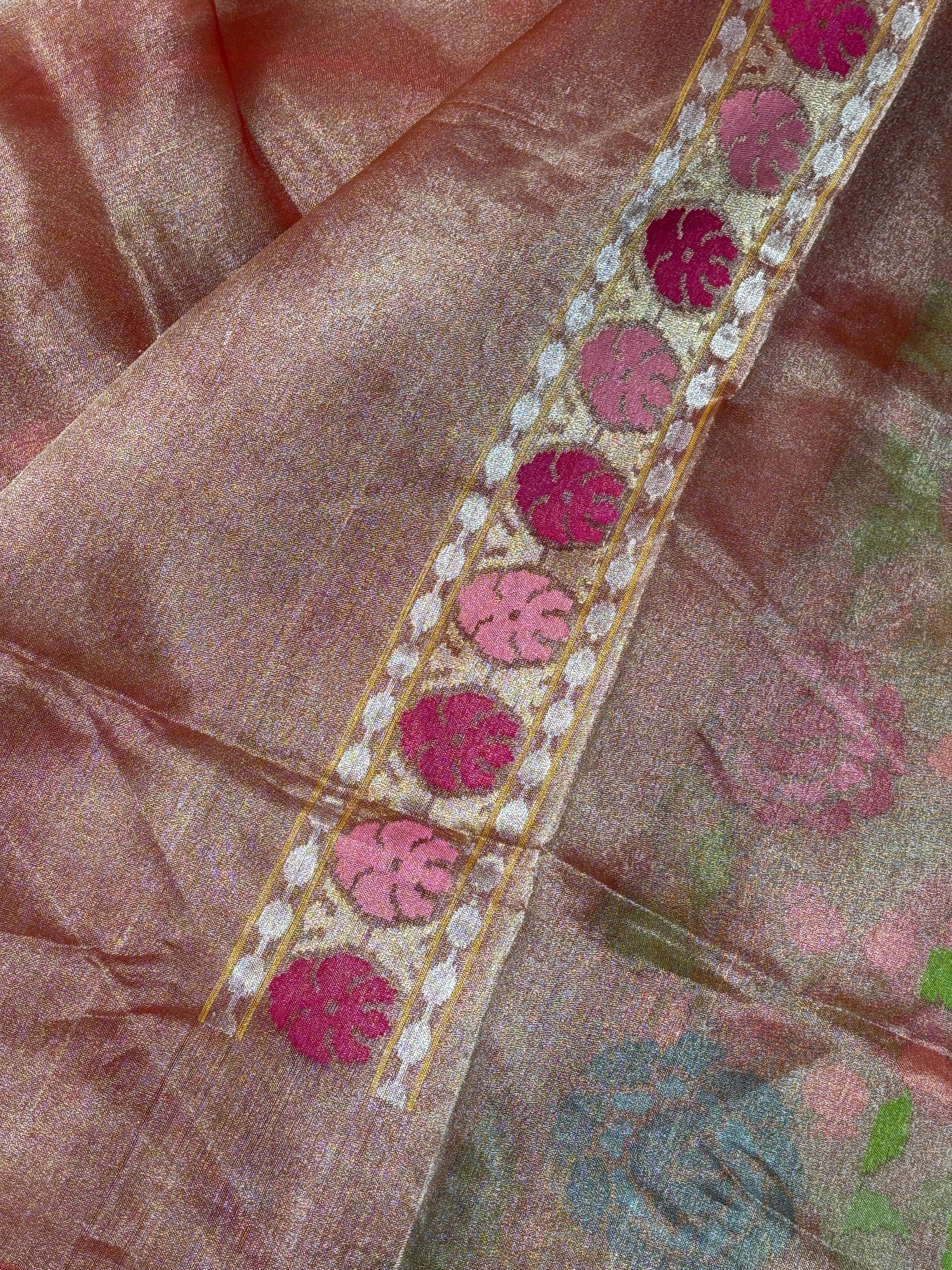 Pink Pure Banarasi Tissue Handwoven Saree with Real Zari