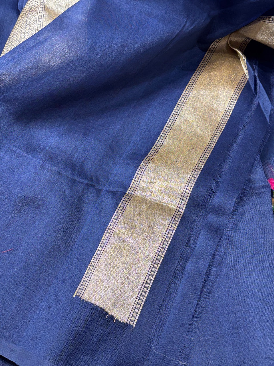 Royal Blue Banarasi Kora Silk Handwoven Saree