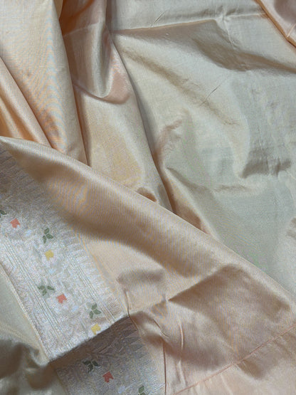 Pista Green Banarasi Kora Silk Handwoven Saree