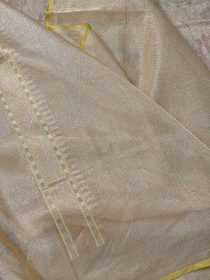 Ivory Banarasi Tissue  Silk Handwoven Saree