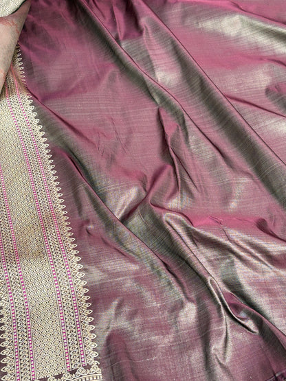 Brown Handwoven Pure Satin Silk Tanchoi Banarasi Saree