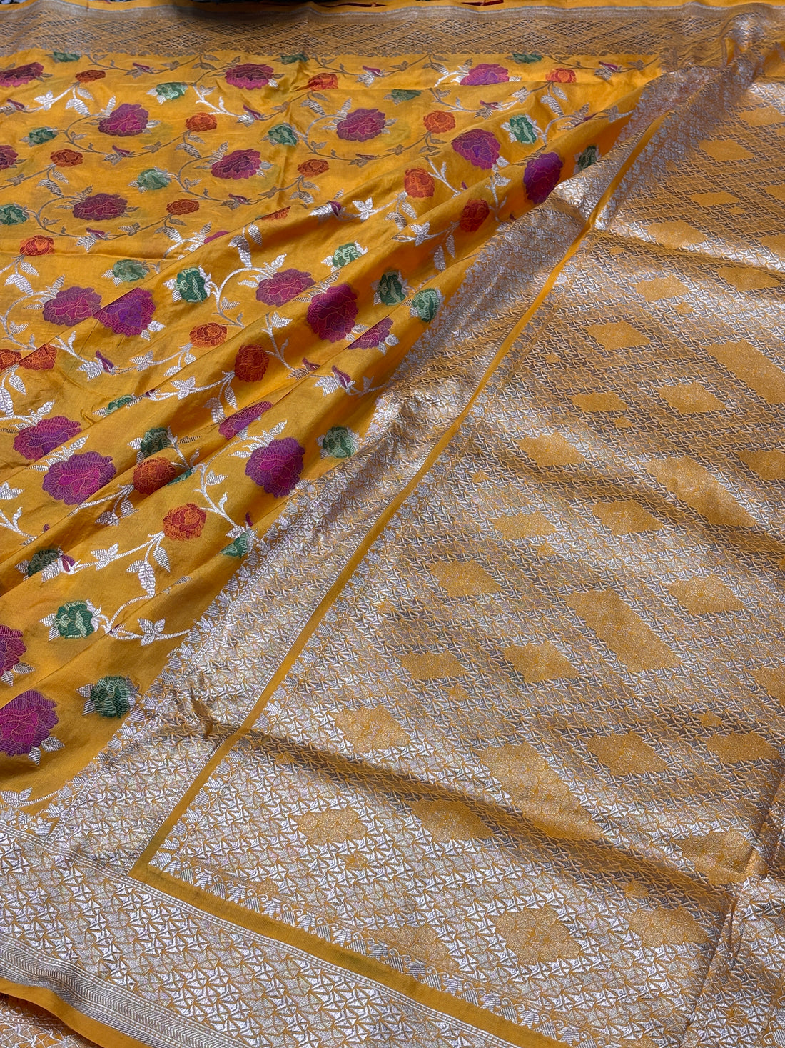 Yellow Pure Banarasi Katan Silk Saree