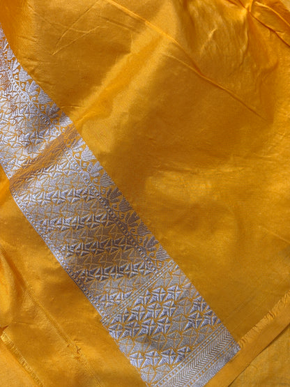 Yellow Pure Banarasi Katan Silk Saree