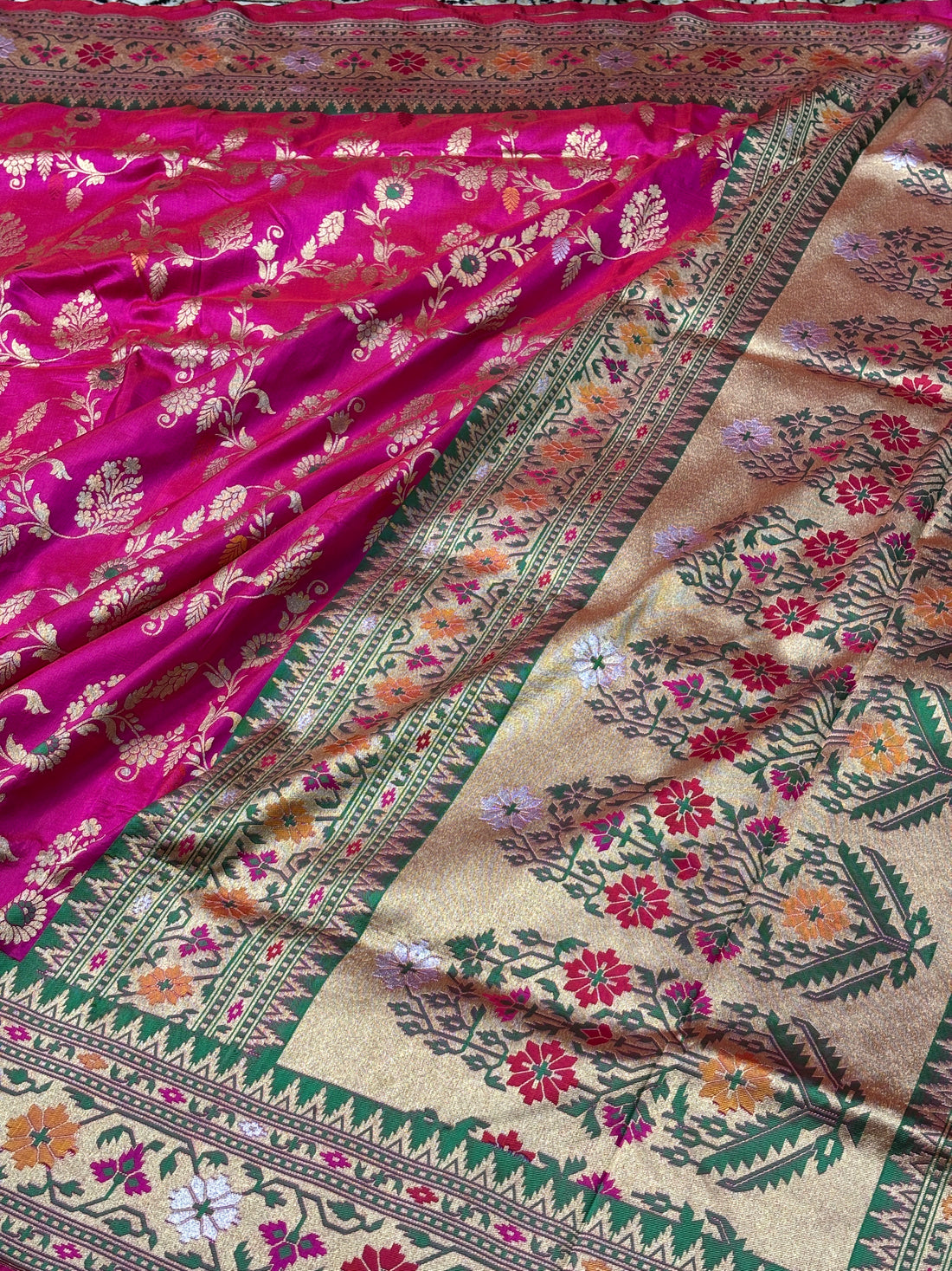 Rani Pink Pure Banarasi Katan Silk Saree