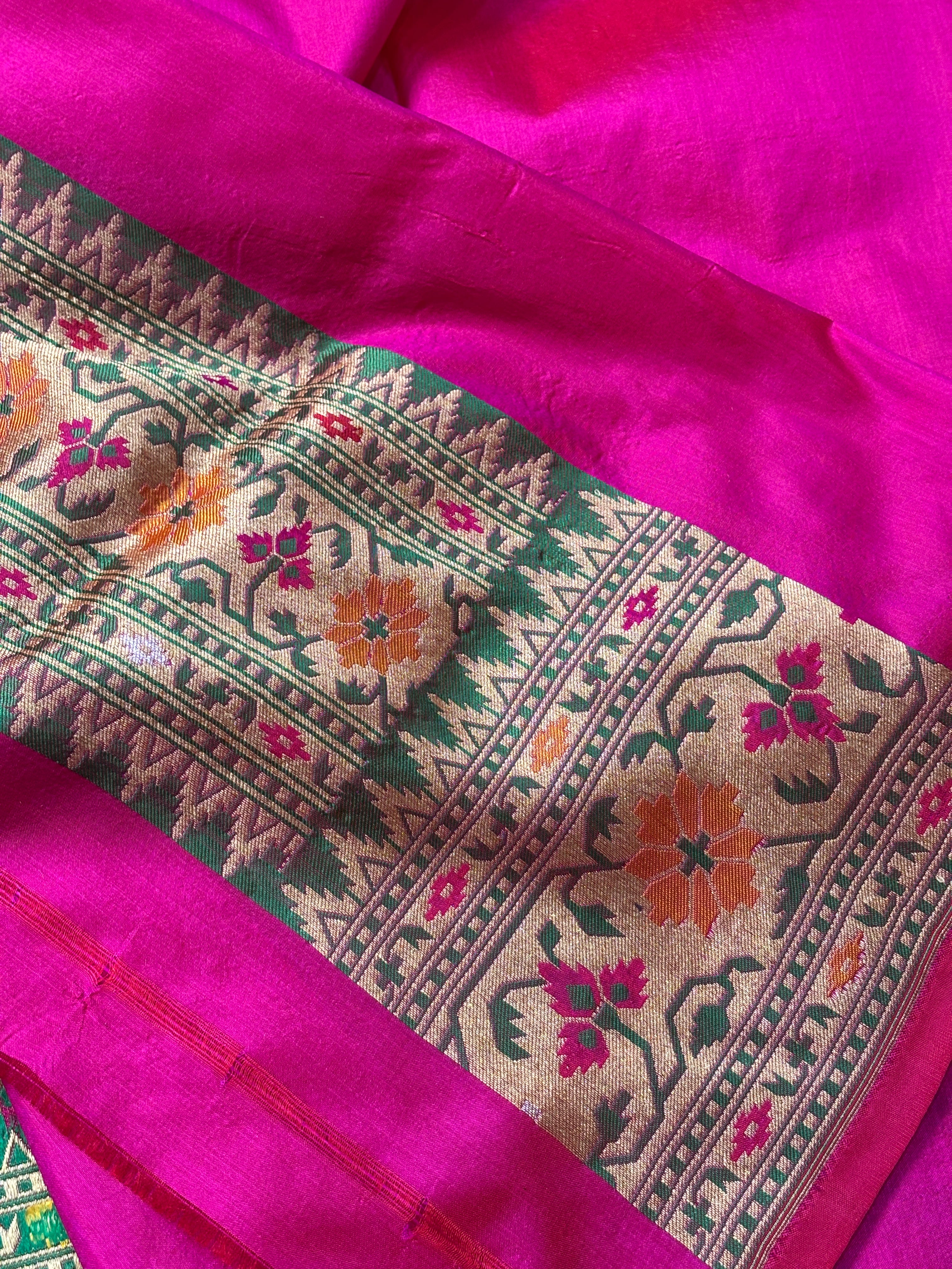Rani Pink Pure Banarasi Katan Silk Saree