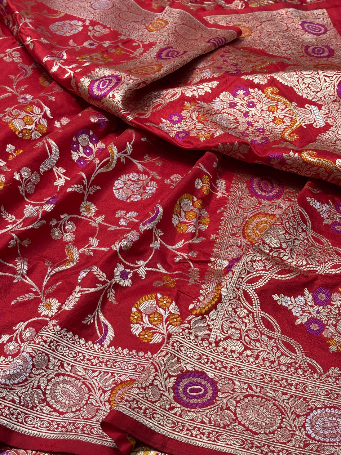 Red Pure Banarasi Minakaari Katan Silk Saree