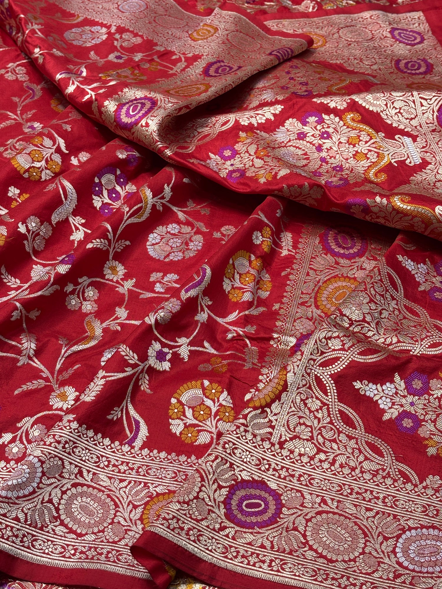 Red Pure Banarasi Minakaari Katan Silk Saree