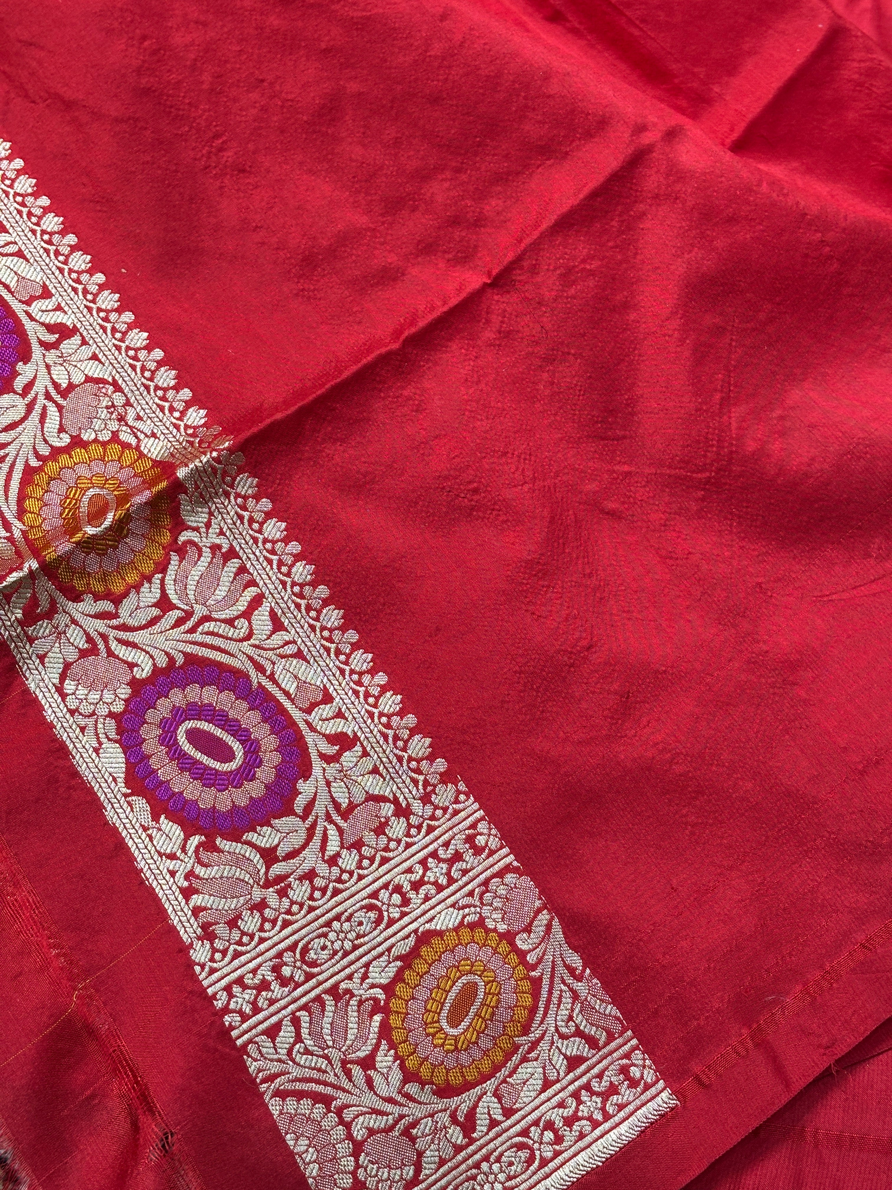 Red Pure Banarasi Minakaari Katan Silk Saree