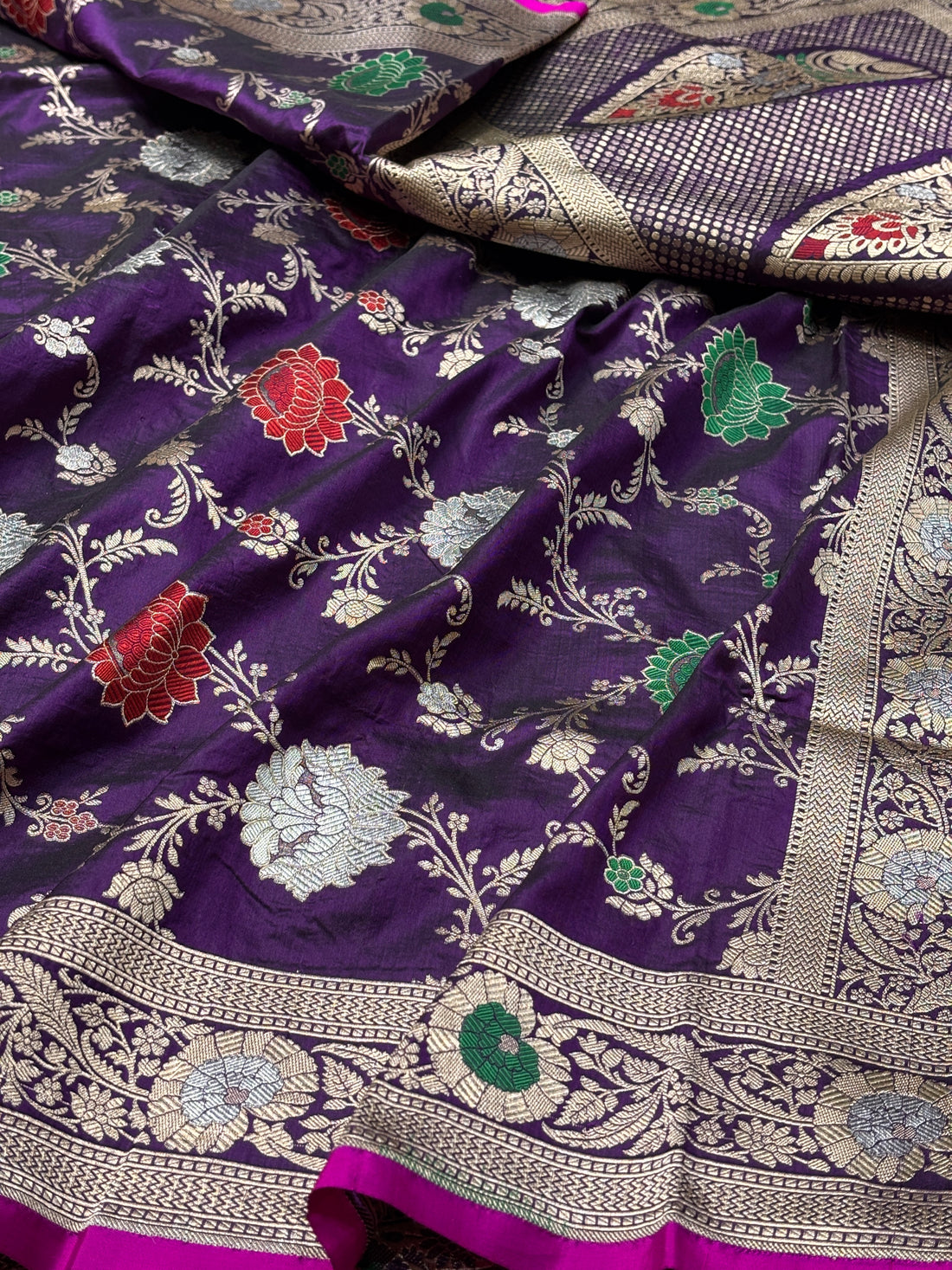 Purple Pure Banarasi Katan Silk Saree