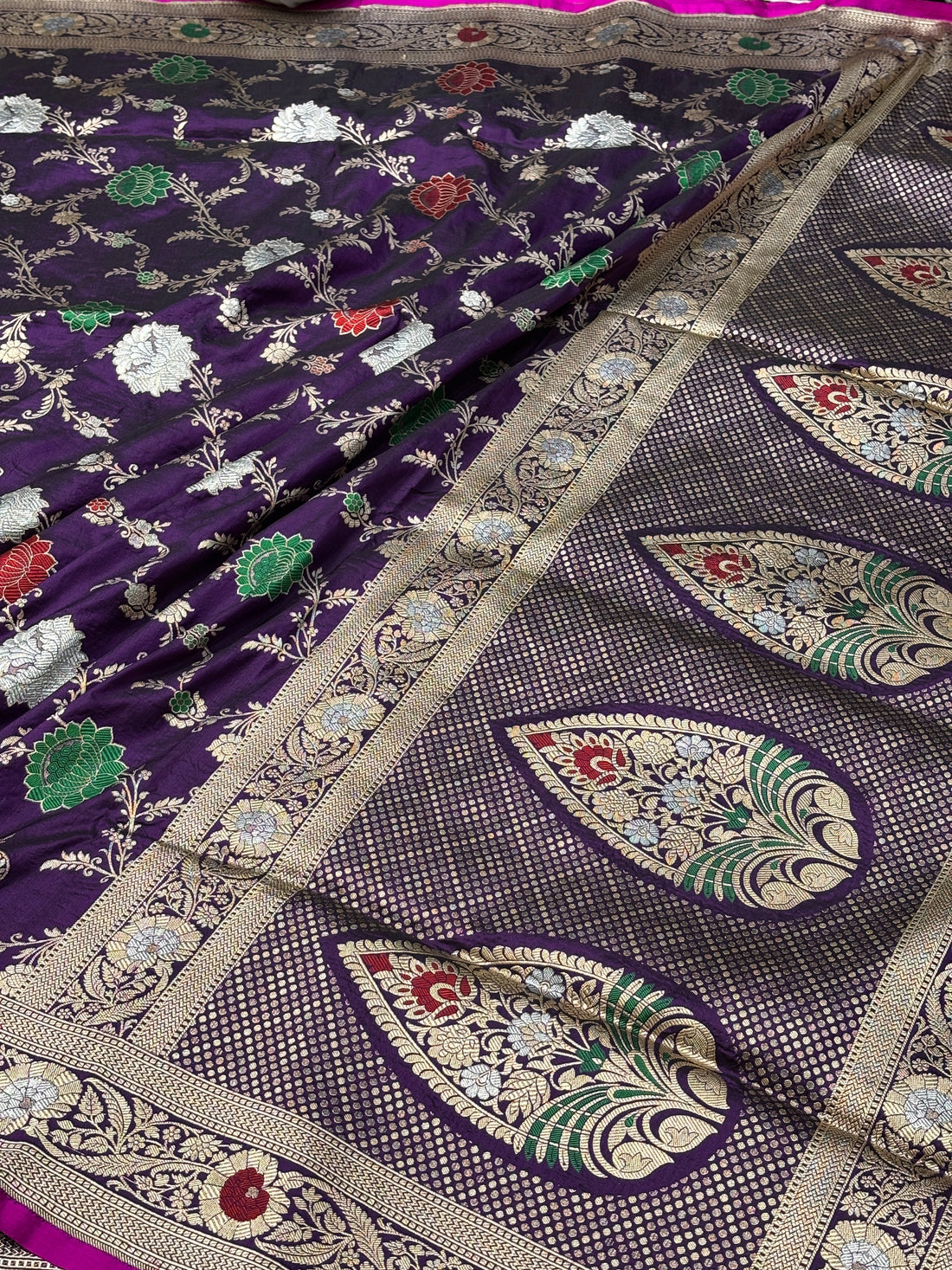 Purple Pure Banarasi Katan Silk Saree
