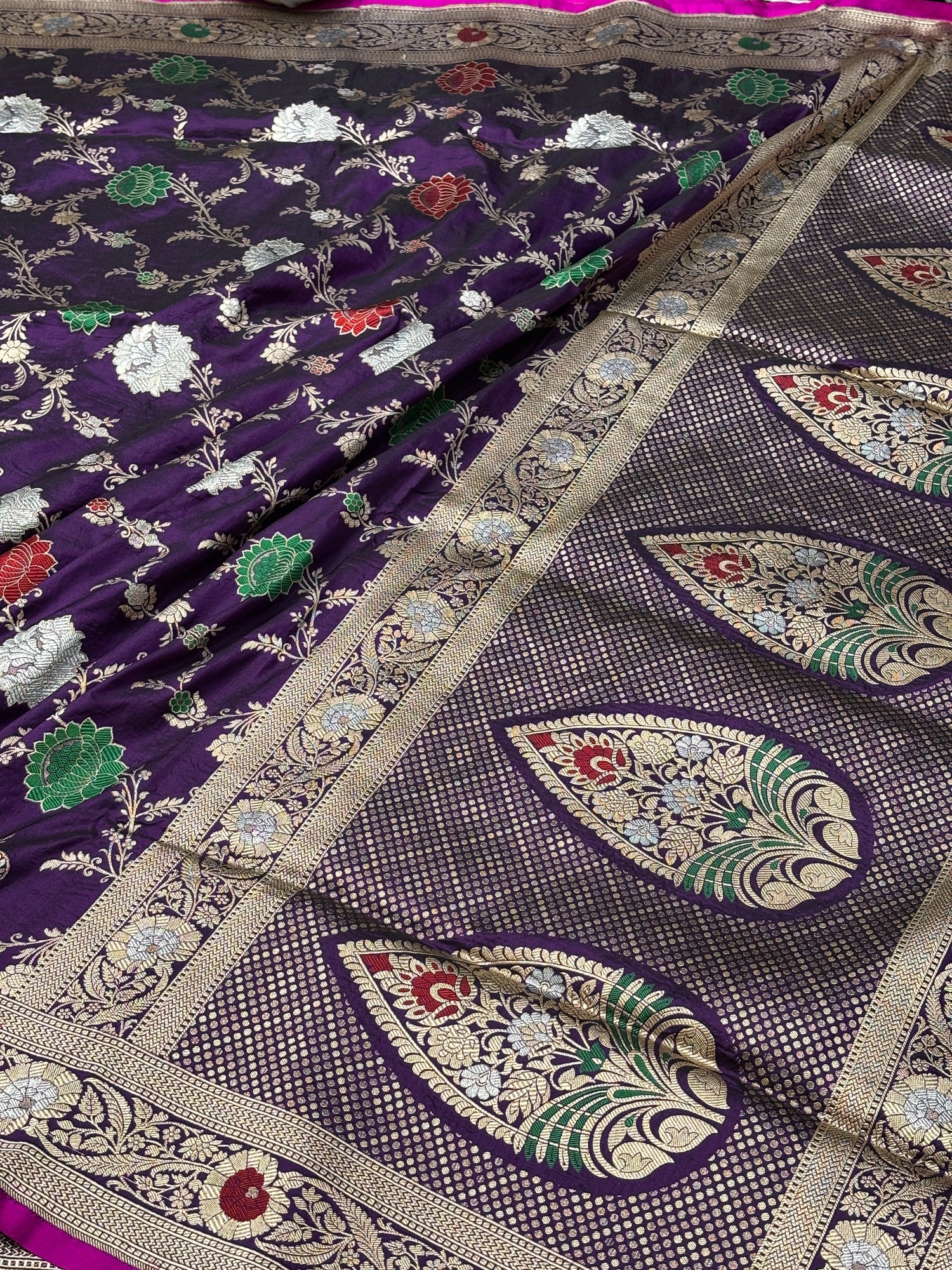 Purple Pure Banarasi Katan Silk Saree