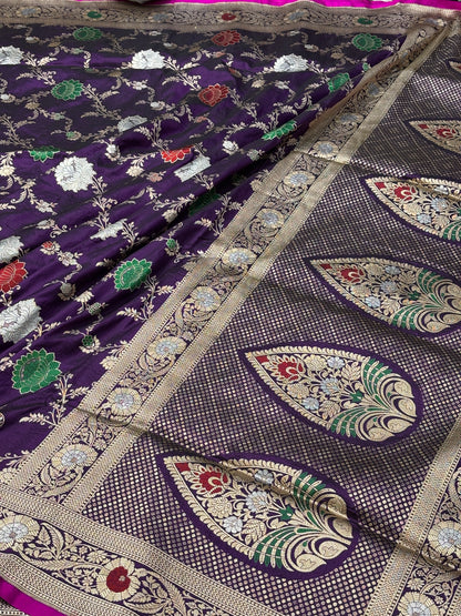 Purple Pure Banarasi Katan Silk Saree