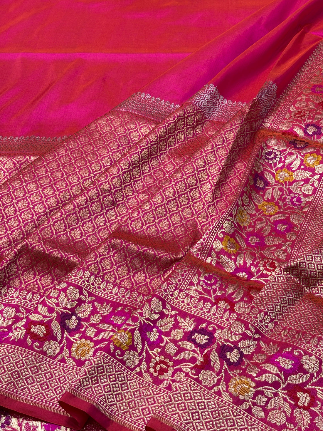 Rani Pink Pure Banarasi Katan Silk Handwoven Saree