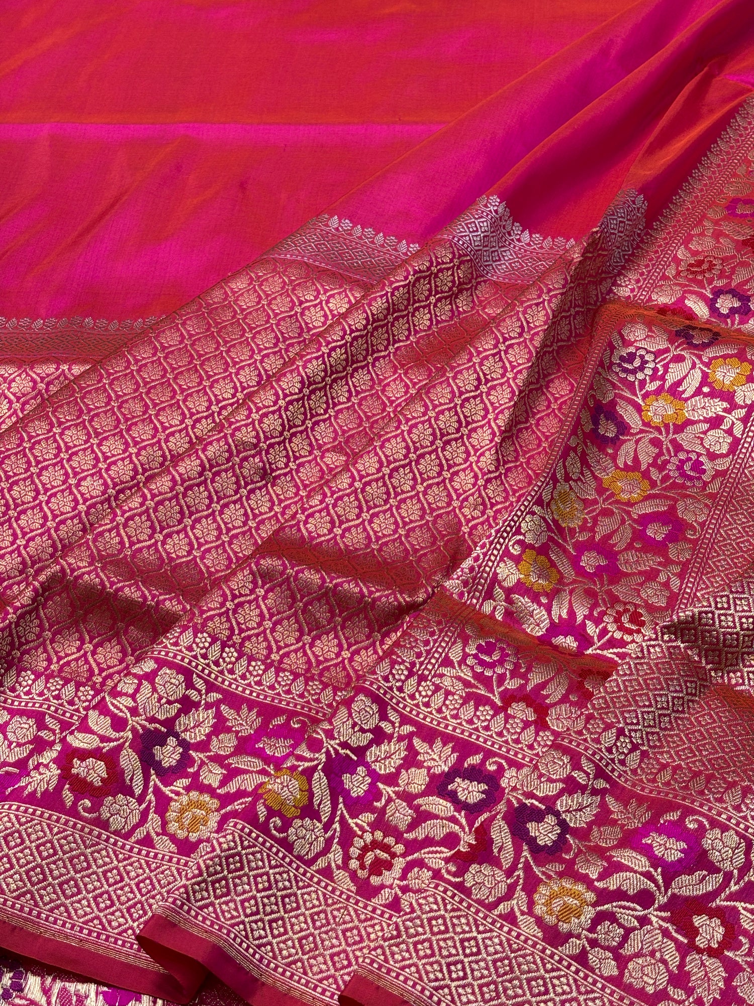 Rani Pink Pure Banarasi Katan Silk Handwoven Saree