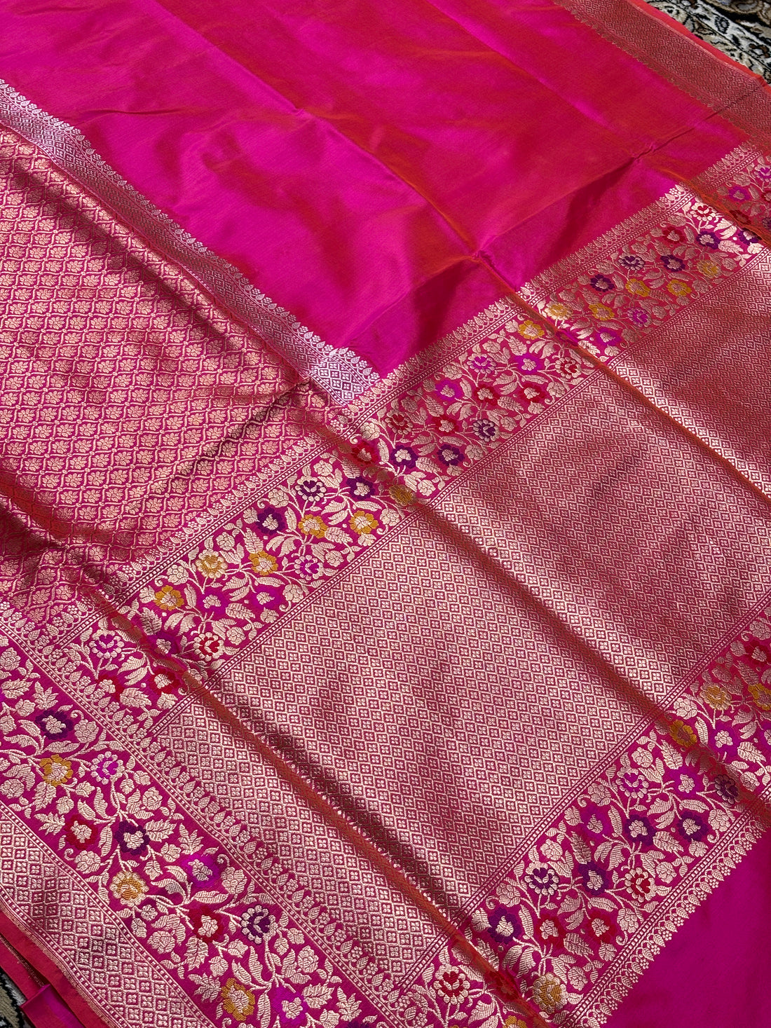 Rani Pink Pure Banarasi Katan Silk Handwoven Saree