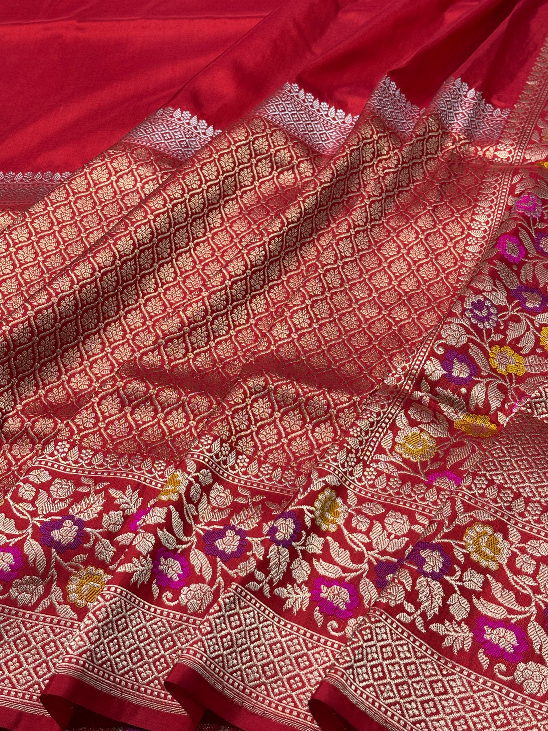 Red Pure Banarasi Katan Silk Handwoven Saree