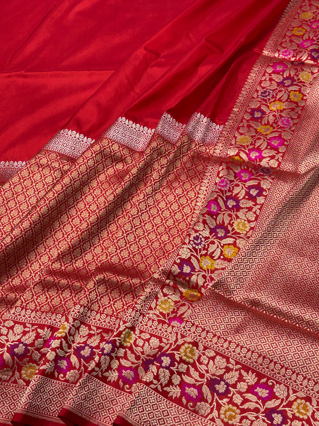Red Pure Banarasi Katan Silk Handwoven Saree