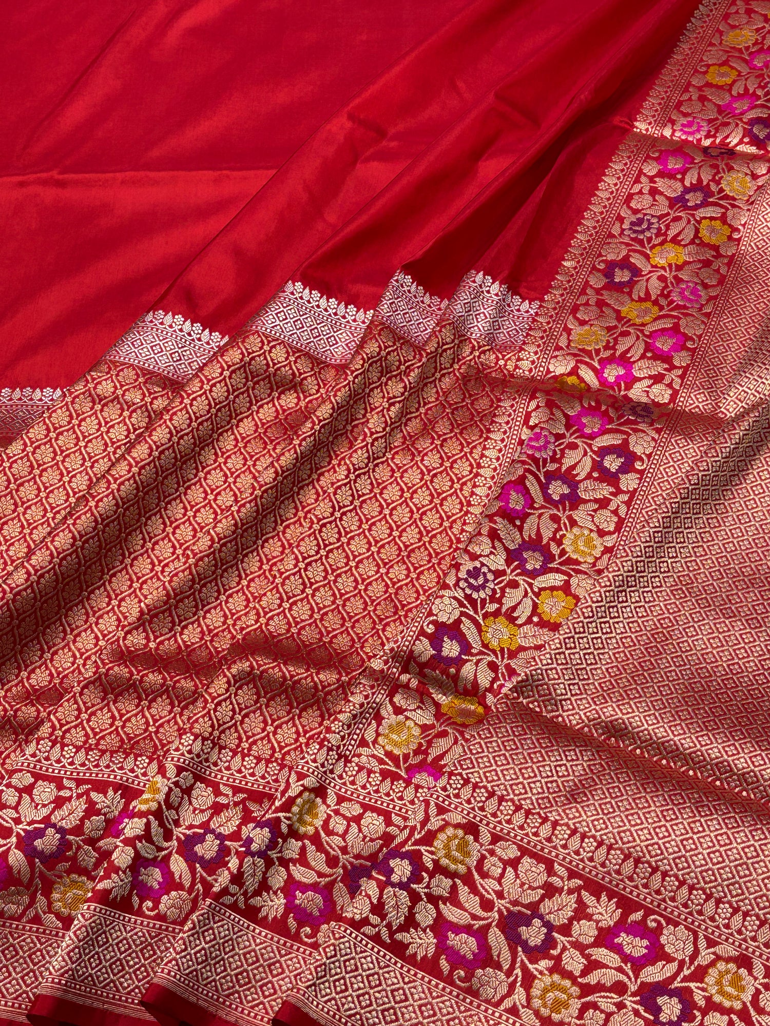 Red Pure Banarasi Katan Silk Handwoven Saree