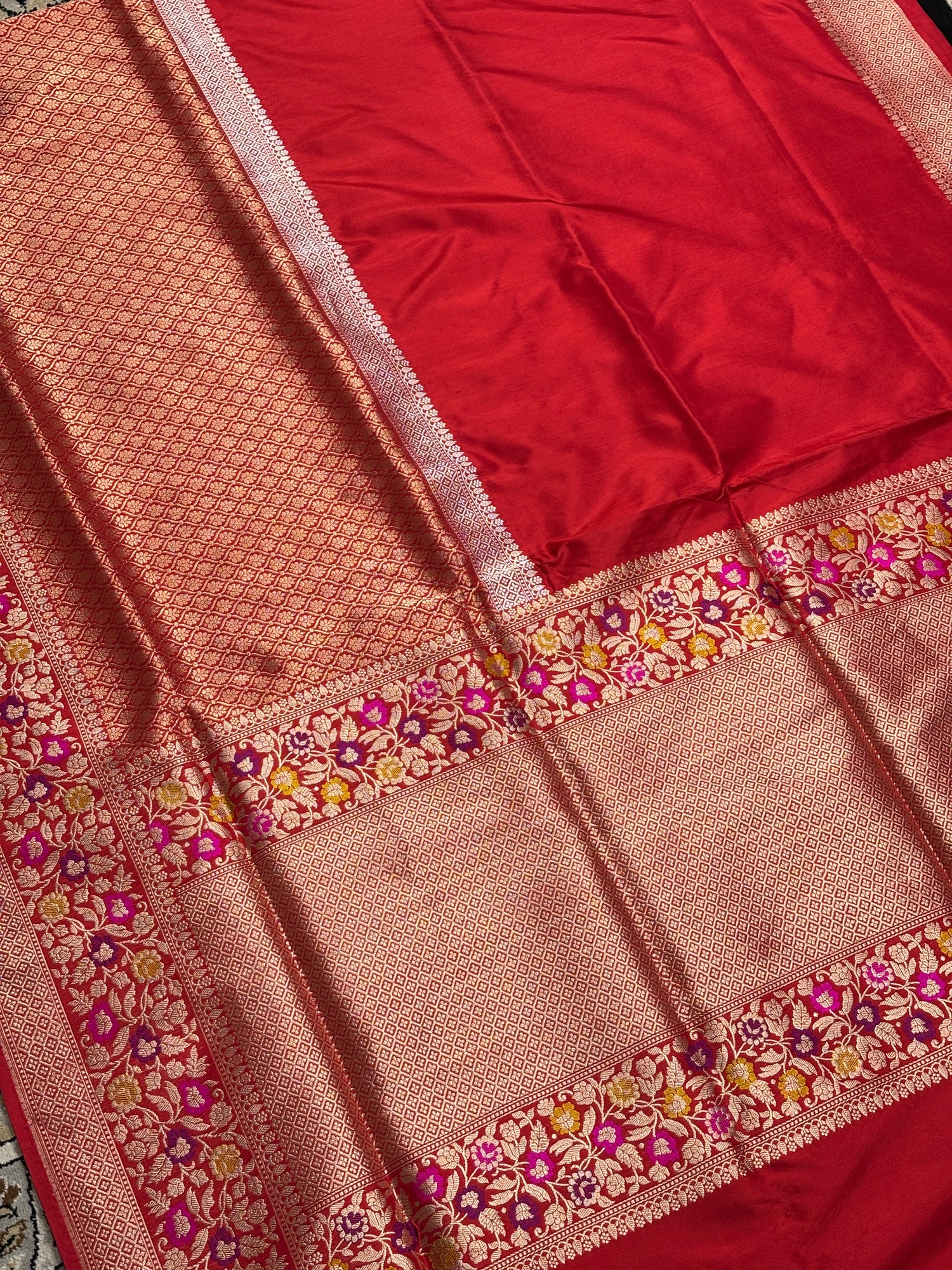 Red Pure Banarasi Katan Silk Handwoven Saree
