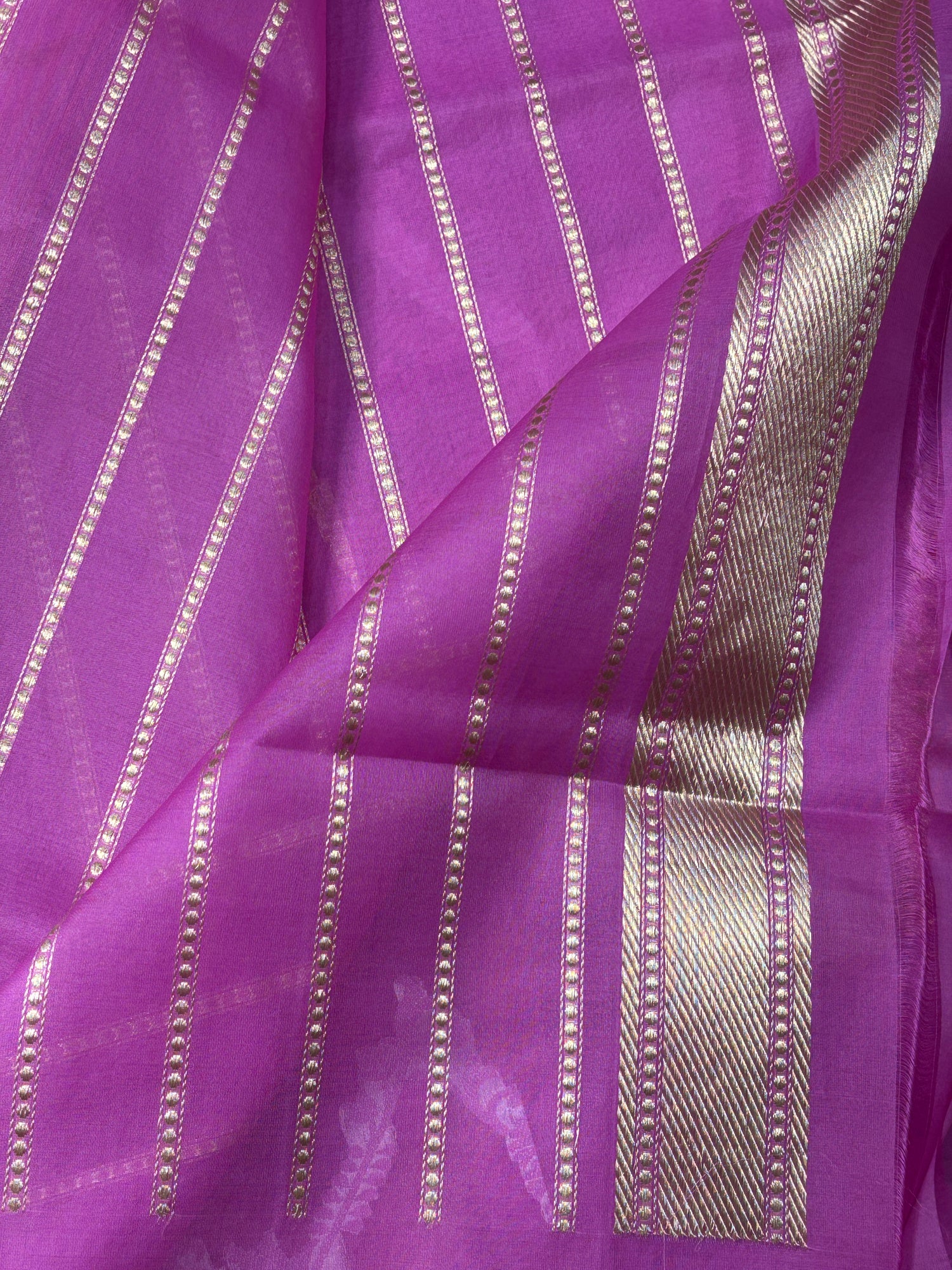 Lavender Banarasi Kora Silk Handwoven Saree