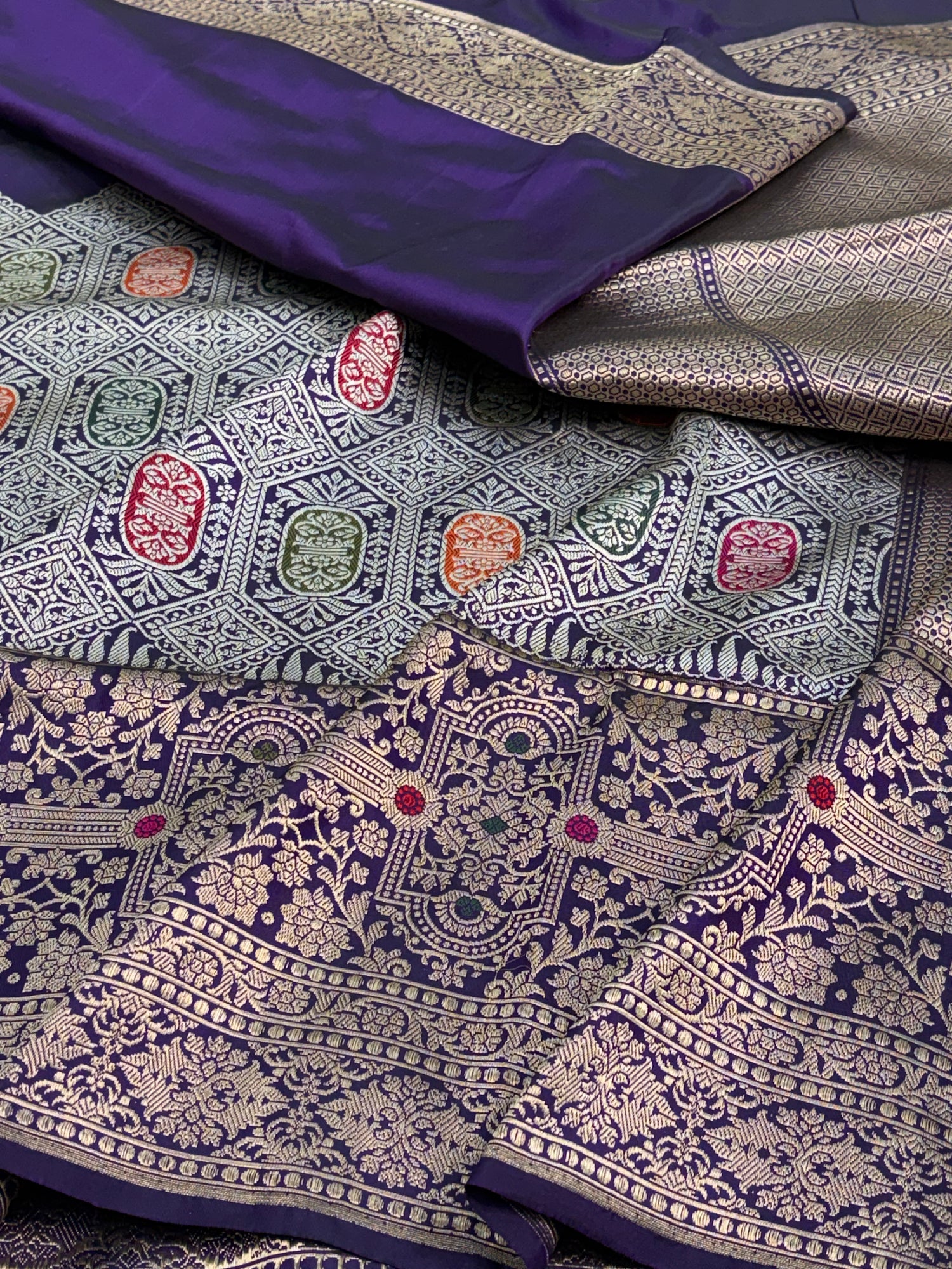 Purple Handwoven Modern Pure Katan Silk Banarasi Saree