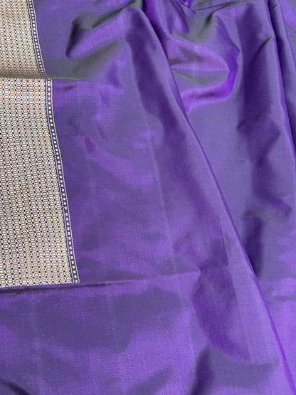 Purple Handwoven Modern Pure Katan Silk Banarasi Saree