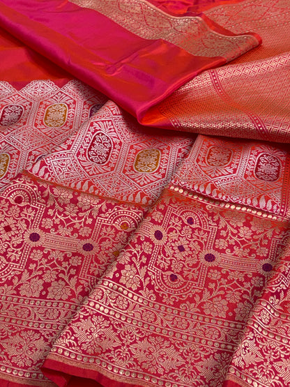 Rani Pink Handwoven Pure Banarasi Modern Silk Saree