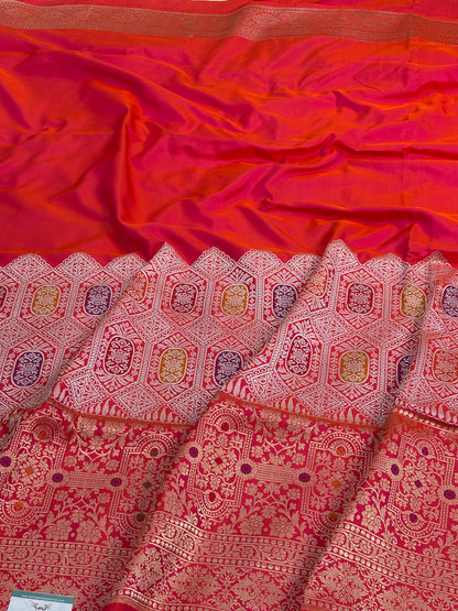 Rani Pink Handwoven Pure Banarasi Modern Silk Saree
