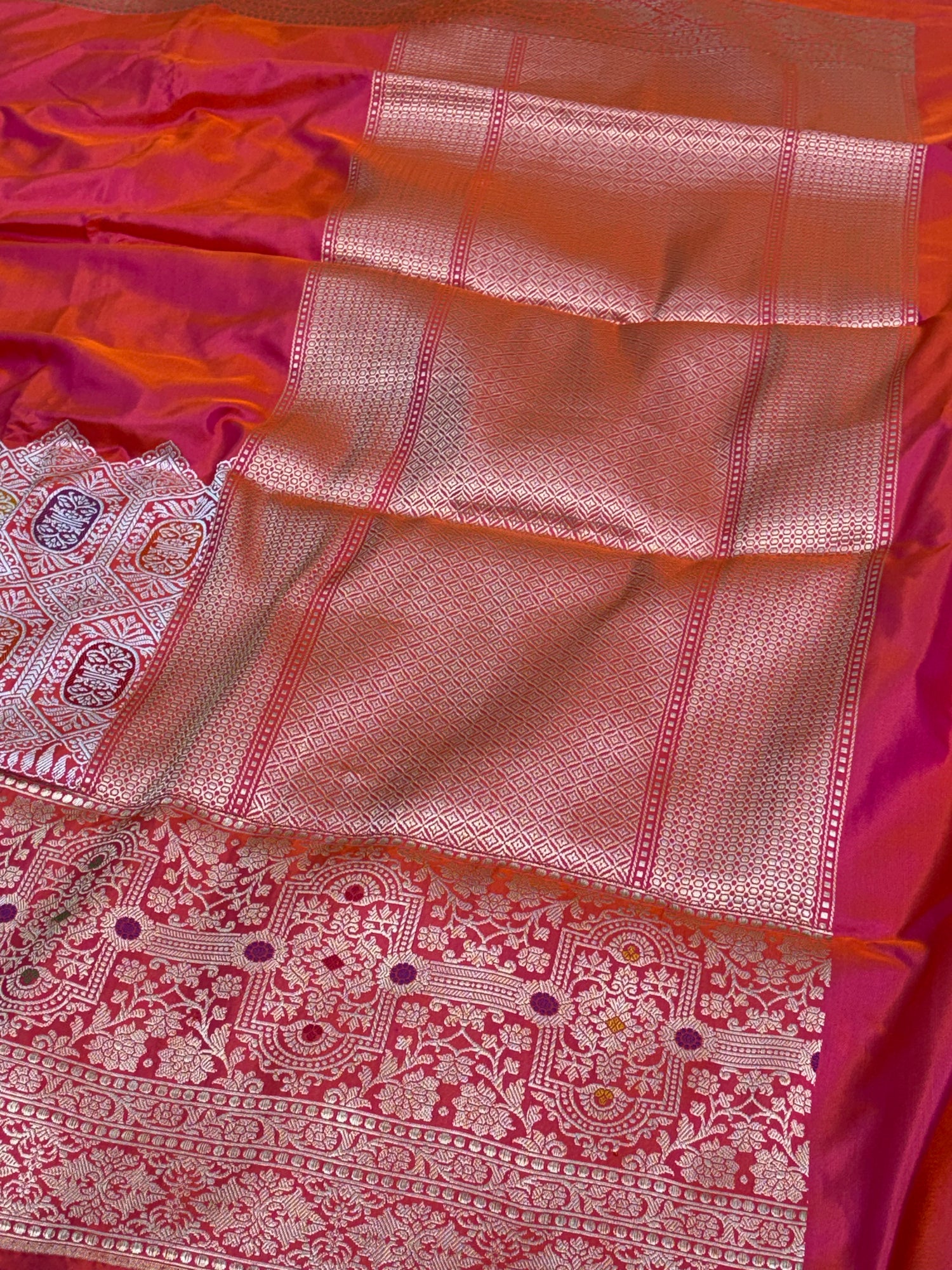 Rani Pink Handwoven Pure Banarasi Modern Silk Saree