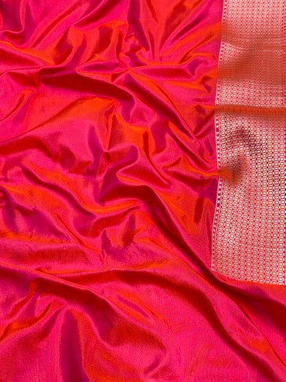 Rani Pink Handwoven Pure Banarasi Modern Silk Saree