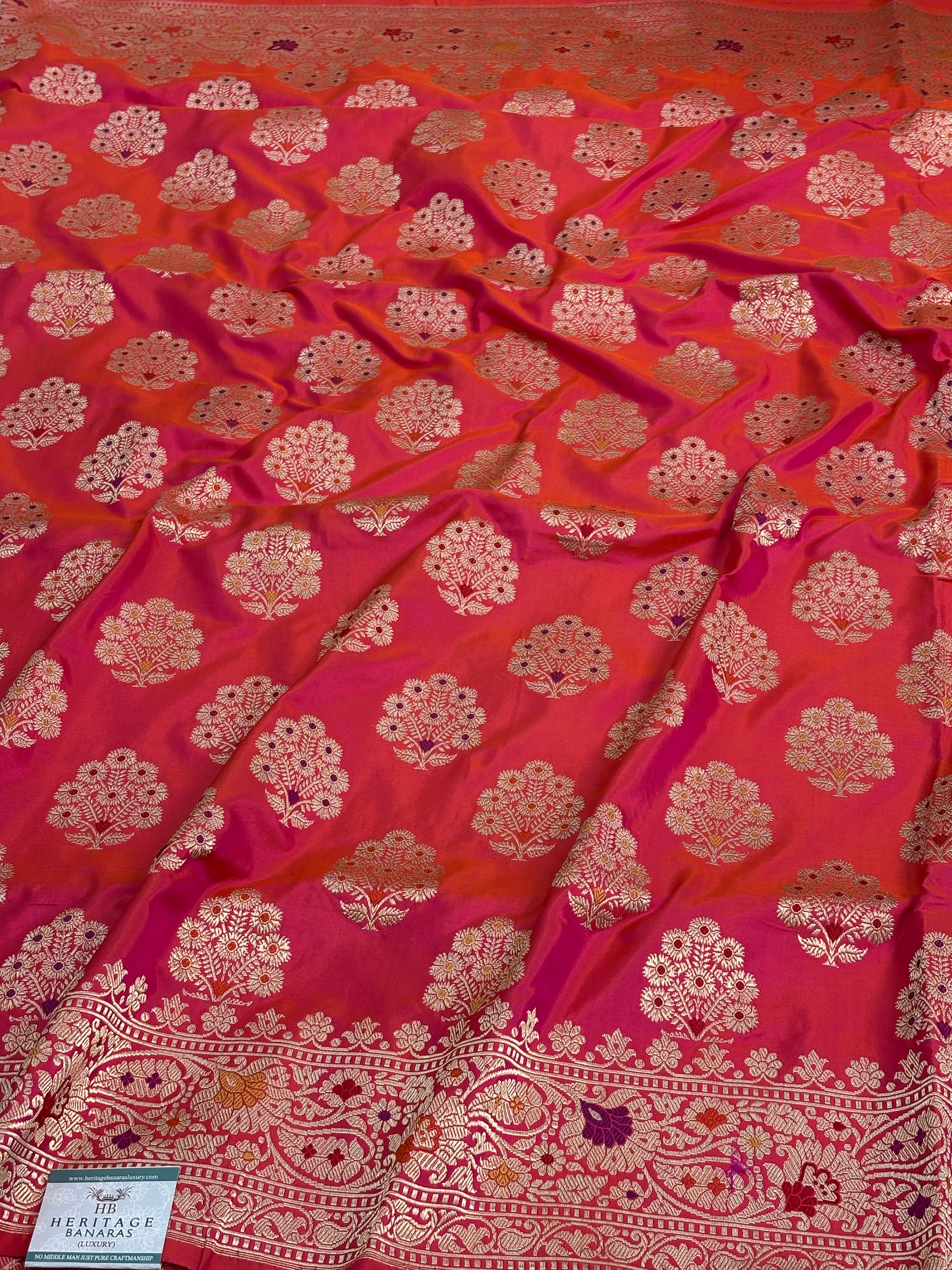 Rani Pink Handwoven Pure Banarasi Katan Silk Saree