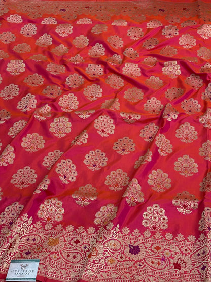 Rani Pink Handwoven Pure Banarasi Katan Silk Saree