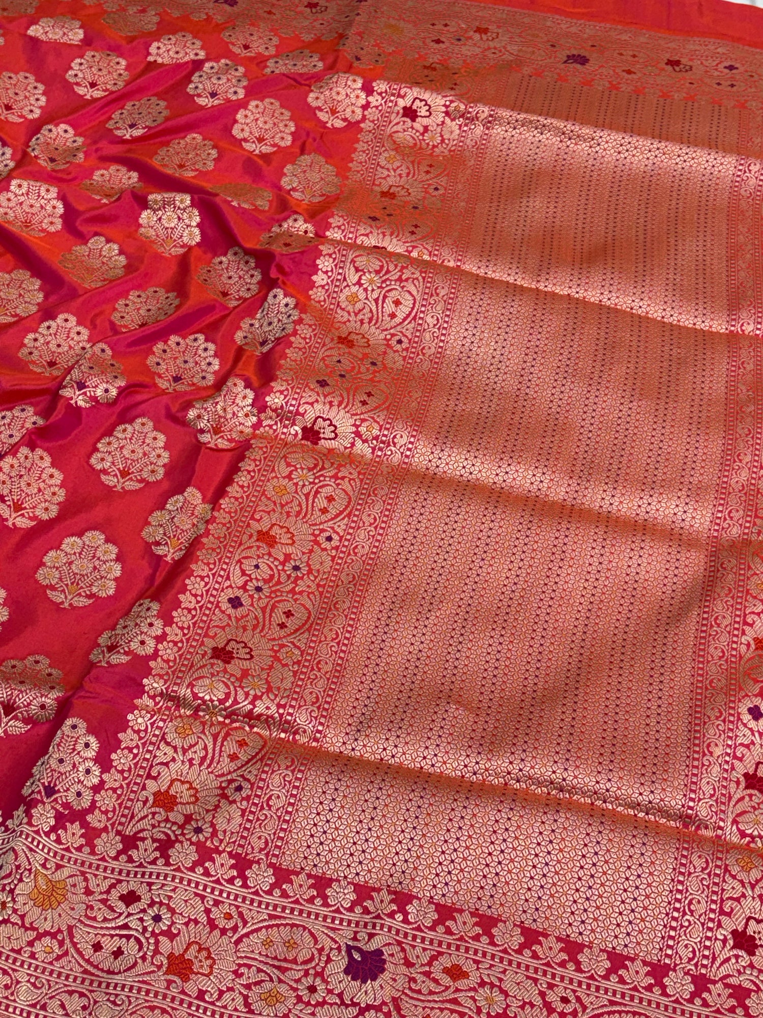 Rani Pink Handwoven Pure Banarasi Katan Silk Saree