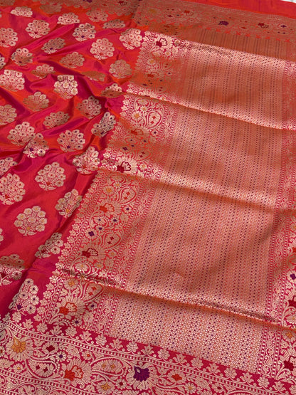Rani Pink Handwoven Pure Banarasi Katan Silk Saree